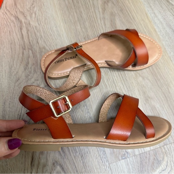 Pierre Dumas Cognac Strappy Sandals size 6 - Picture 1 of 11